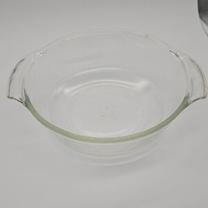 Fire King Clear Glass Round Baking Dish with Handles